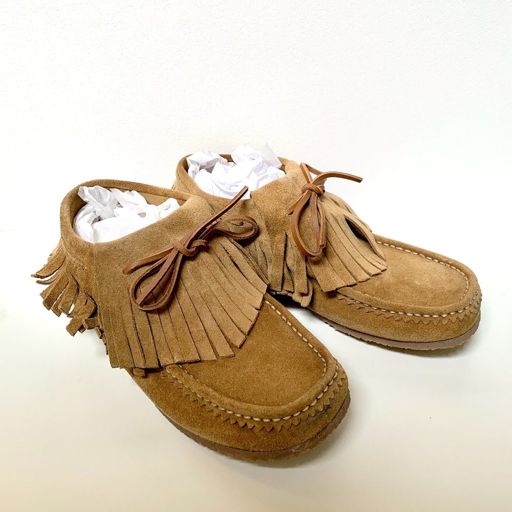 Free People Muks tan suede fringed moccasin sz 6